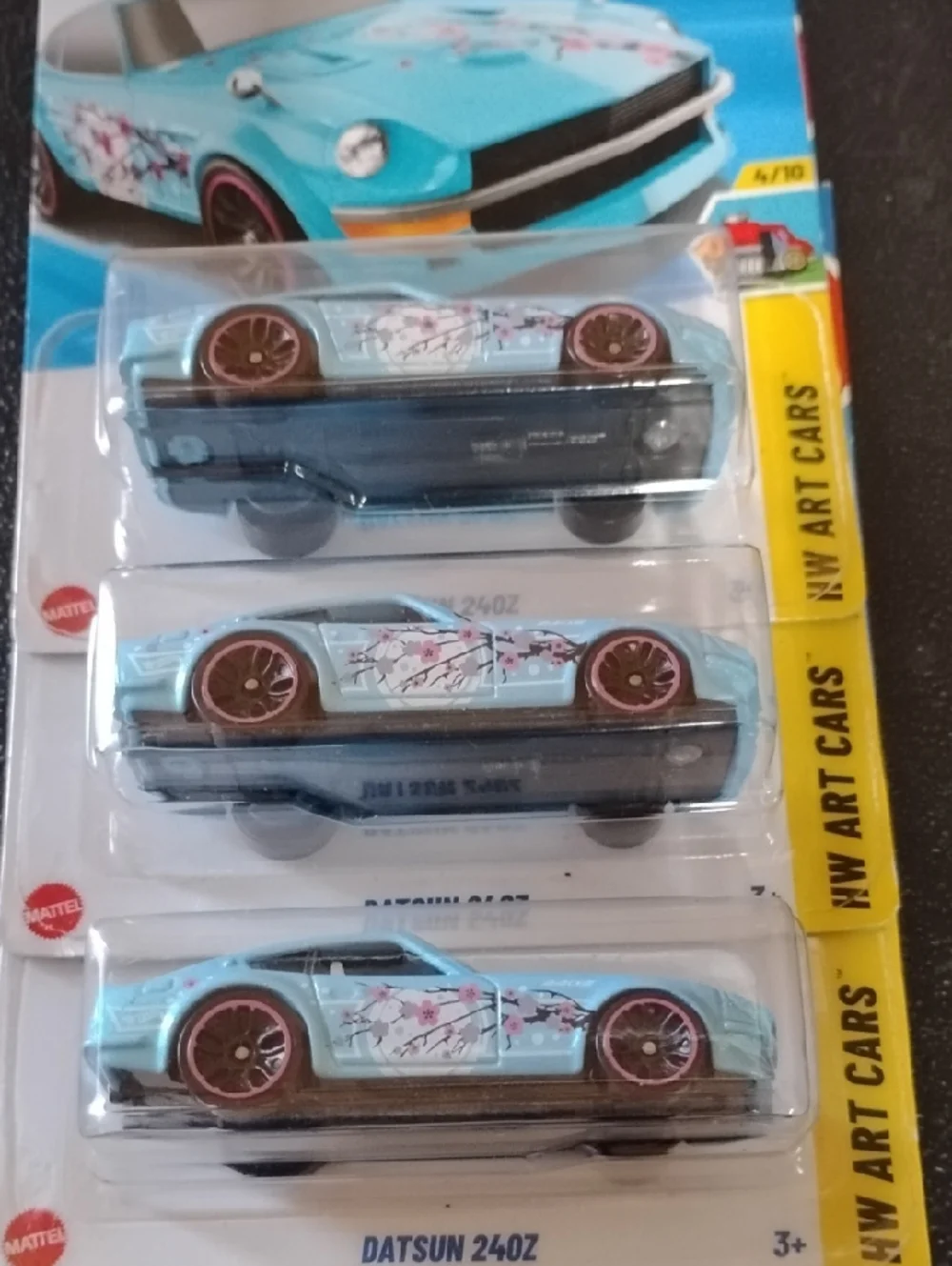 3 Hotwheels Light Blue Datsun 240Z